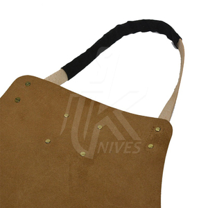 Delantal de Chef con correa de cuero en la espalda cruzada cómodo Unisex lona de algodón lavada a la moda para cocina y hornear para trabajo de herramientas - Product Image 2