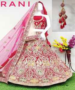 Tendencia Banarasi Seda Lehenga Choli con Secuencia de bordado Trabajo Dupatta Ropa de novia Ropa étnica Ropa India pakistaní lehenga choli - Product Image 1