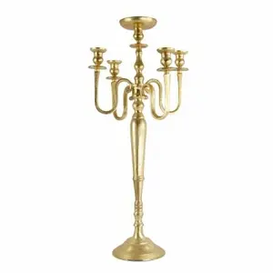 Gold Plated Table Decorative Tall Centerpiece Candelabra With Flower Bowl