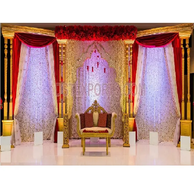 結婚式のためのインドのアーチスタイルの背景カーテン結婚式の用品のためのゴージャスな背景カーテン結婚式のステージの背景を購入する