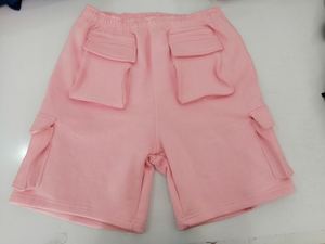 100% coton bio hommes Cargo Shorts respirant élégant coupe ample été Streetwear décontracté taille élastique toile matériel - Product Image 4