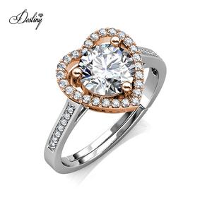 <span class=keywords><strong>925</strong></span> in argento Sterling 18k <span class=keywords><strong>oro</strong></span> bianco 1 carato GRA Moissanite amore cuore promessa anello da donna gioielli destino - Product Image 3