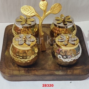 Bandeja para servir madera y Metal, Forma cuadrada - Product Image 1