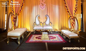 Royal Paisley เก้าอี้แมนเด็บสำหรับงานแต่งงานเก้าอี้ไม้สไตล์อินเดียเก้าอี้แมนดา็ปแกะสลักไม้ล่าสุดสำหรับงานแต่งงาน - Product Image 2