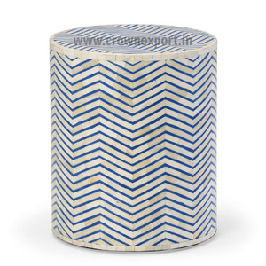 Table d'appoint à bande blanche et tabouret de jardin pour table basse Accent/meubles de table d'appoint pour canapé de Crown Export - Product Image 5