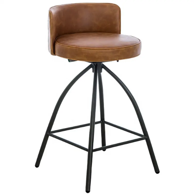 Leather Bar Stool, Back Rest Bar/counter Stool, Industrial Kitchen counter Stool,
