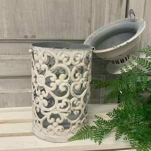 Ensemble de 3 lanternes en métal marocain antique vintage blanc faites à la main Shabby Chic Noël maison bougeoirs décoratifs - Product Image 5