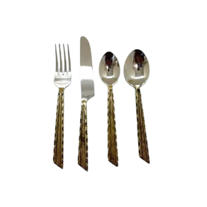 Couverts manche en métal brun avec acier inoxydable argenté avec ensemble de couverts en or vente chaude ensembles de couverts de dîner - Product Image 1