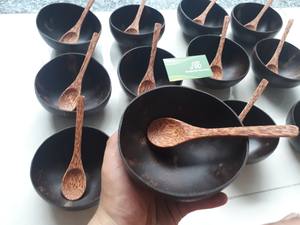 HOT <b>Real</b> Picture Wholesale Custom LOGO Coconut Shell Bowls and Spoon Set Coconut Husk Bowl - Product Image 3