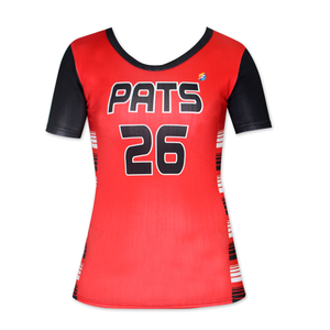 Maillot de volley-ball pour femmes de couleur rouge fabriqué au Pakistan, 100% polyester, respirant et anti-transpiration - Product Image 1
