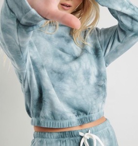 Wholesale women's <b>long</b> sleeve elastic hem crop top with <b>matching</b> joggers trousers - Product Image 6