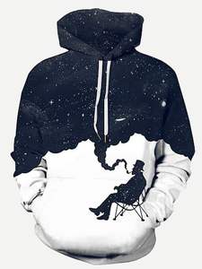 Unisex 3D <b>Galaxy</b> Graphic Print Pullover Sweatshirt with Pockets Oversized <b>Hoodies</b> High Quality Terry French Fabric Crop Length - Product Image 2