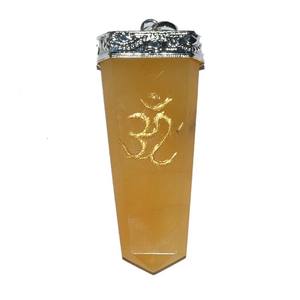 Quartz doré crayon plat pendentifs Om pierre semi-précieuse artisanat sculpté agate Feng Shui Style gravure mascotte bijoux en pierres précieuses - Product Image 1