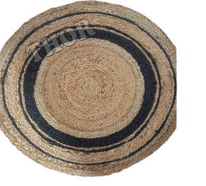 Tapis en jute naturel/noir fait main, objets de collection uniques, design moderne antidérapant pour chambre à coucher, salon, salle à manger, cuisine - Product Image 1