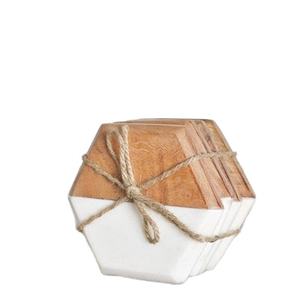 Natural Wood <b>and</b> Marble <b>coaster</b> Customized Kitchen Round Tea Cup Pads <b>Set</b> Bamboo Wood <b>Placemats</b> <b>Coasters</b> for Drinks - Product Image 1