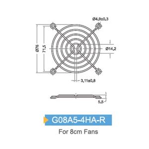 Protecteur de doigts en acier inoxydable Strikefan G08A5-4HA-R pour ventilateur axial 8 cm - Product Image 2