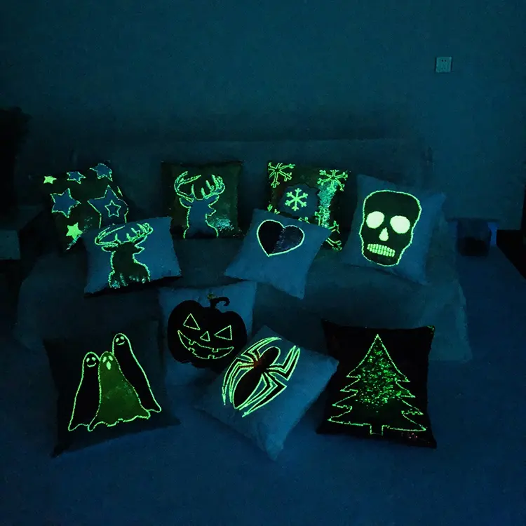 Glow In The Dark Shining Lichtgevende Sequin Decoratieve Custom Kussens Kussenhoes