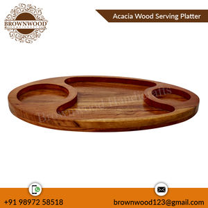 Plateau de service en bois d'acacia massif 15X9 pouces Design attrayant fait à la main pour les fournitures de restaurant et d'hôtel Plateaux d'immersion en bois - Product Image 4