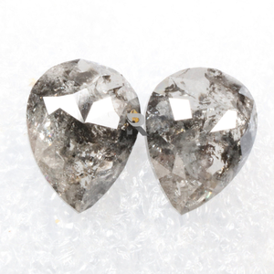 Paire de diamants rustiques, sel et poivre naturels polis, aux formes multiples, paire de pierres brillantes - Product Image 4