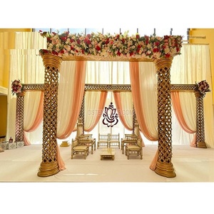 Mandap de FRP de Lujo, Portátil y Moderno para Bodas en Interiores, Decoración con Tallado en Fibra Dorada para Eventos Hindúes, Venta en Perth, Australia - Product Image 1