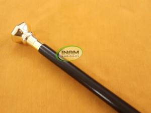 Vintage en bois de qualité fait main bâton de marche en laiton doré concepteur poignée - Product Image 5