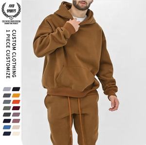 Sweat à capuche OEM pour hommes en polaire 450-500gsm lourd 100% coton Logo bouffant brodé personnalisé Plainé surdimensionné écologique - Product Image 5