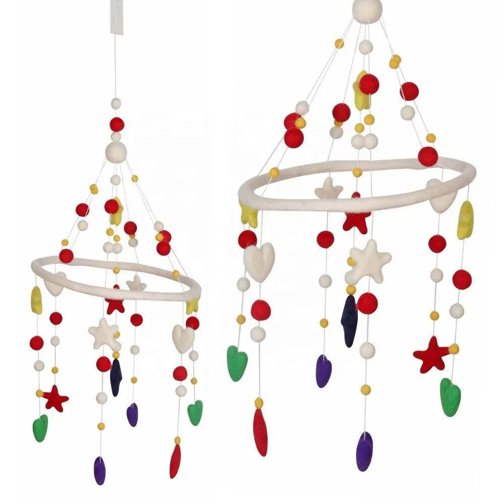 Baby Mobiele Kerst Ornament - Bal Mobiele, Ster Mobiele-Kleurrijke Pom Pom Ballen-Himalaya Decoratieve Opknoping Mobiele
