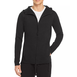 Sudaderas con capucha personalizadas de alta calidad al por mayor, nuevo diseño, para hombre, color negro, con cremallera, de algodón puro. - Product Image 1
