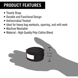Bandage de boxe en coton élastique Euro Well Durable - Séchage rapide, unisexe, motif uni pour l'entraînement en salle de sport - Product Image 2