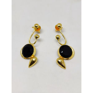 Pendientes de tuerca de piedra chapada en oro hechos a mano para niñas y mujeres, aretes de latón, novedad, venta al por mayor - Product Image 1