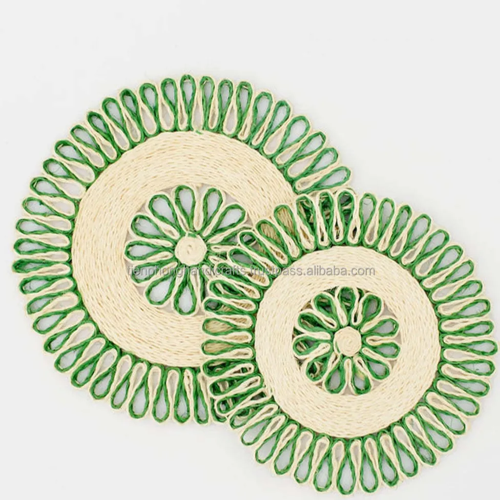 Dessous de verres tissés en osier d'herbes de mer, 10 pièces, pour décor de Table, fabriqué au Vietnam