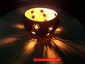 Handmade Coconut Tealight Holder 100% Natural Customized Logo <b>Silver</b> Metal Home Decoration From Vietnam - Product Image 2