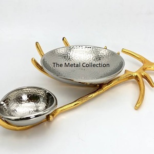 Ensemble de 2 bols de service modernes pour la maison, le Restaurant, l'hôtel, les Dates, bols à Fruits, couleur argent, design moderne, plat à salade et plateau en métal - Product Image 5