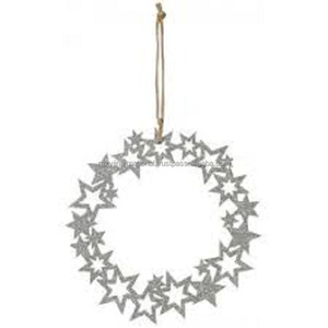 Couronne de Noël murale en métal, design moderne, faite à la main, écologique, avec ornement festif de houx pour décorations de fêtes - Product Image 6