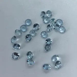 畅销美丽AAA质量宽松宝石4毫米天然海蓝宝石刻面圆形愈合石批发价格