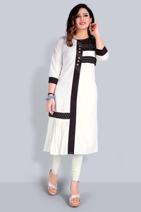 Imprimé Kurtis Dames Coton Rayonne Imprimé Femmes Dernière Conception De Mode Prêt À Porter À Bas Prix Robe En Gros Attrayant Mode ApparelGarment - Product Image 3