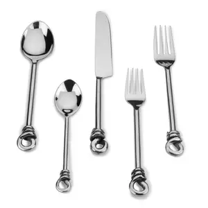 Cutlery Set Knot Cutlery 5 Piece Set Twist Flatware Set Handmade Silverware Stainless Steel
