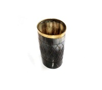 Corne de bœuf Viking, verre à boire, corne de bœuf, avec bordure dorée, verre décoratif classique fait à la main