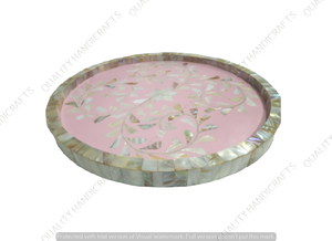 Bandejas de Servir Rosadas de Nácar, las Más Vendidas al por Mayor, Base de Madera con Certificación EPCH para Hoteles, Restaurantes, Utensilios de Cocina, Calidad India - Product Image 3