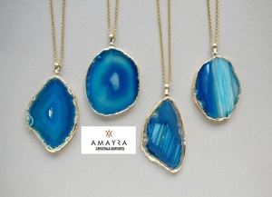 Pendentif en Agate géode bleue, vente en gros, collier Chakra, imitation cristal Amayra, exportation de l'inde, vente en gros - Product Image 3