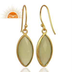 Handmade 14k Gold Plated 925 Sterling Silver Prehnite Chalcedony Gemstone Earrings Jewelry Wholesale - Product Image 4