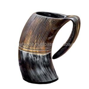 Tasse en corne de buffle 100% de qualité supérieure faite à la main et tasses à boire Viking disponibles aux prix de gros - Product Image 2
