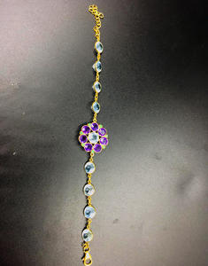 Charme En Argent Sterling 925 Plaqué Or Fleur Bracelets - Product Image 2