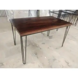 Mesa de jantar retangular de madeira para sala de jantar, móveis vintage com pernas de ferro forjado, mais recente, mesa industrial