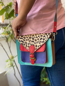 Women Stylish Genuine Fur <b>Leather</b> Animal Print Handbag Shoulder Sling Bag - Product Image 4