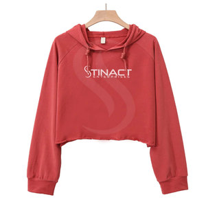 High Quality Custom Logo Cotton Long Sleeve Drop Shoulder Zip up <b>Crop</b> <b>Top</b> Women Hoodie - Product Image 1