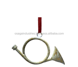 Nuevo blanco y oro árbol decoración de Metal de hierro de alta calidad trompeta Navidad ornamento - Product Image 1
