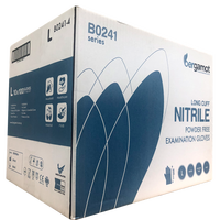 Gants d'examen jetables en nitrile bleu BERGAMOT, certifiés CE, origine Malaisie, modèle X2235, 24 cm, doigts texturés, sans silicone