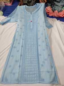 -ELEGANT--Beautiful LONG KURTI KOTA COTTON DESIGN Chikankari WHITE THREAD EMBROIDERY Work-2021 - Product Image 6