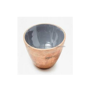 Bol à base en bois design antique avec verre - Product Image 3